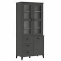 Highboard – mit Stauraum, aus Massivholz und Kiefernholz, Anthrazit