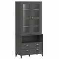 Highboard – mit Stauraum, aus Massivholz und Kiefernholz, Anthrazit