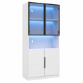 Glasvitrine – 80 × 30 × 200 cm, moderner Stil, mit LED-Beleuchtung, für Wohnzimmer