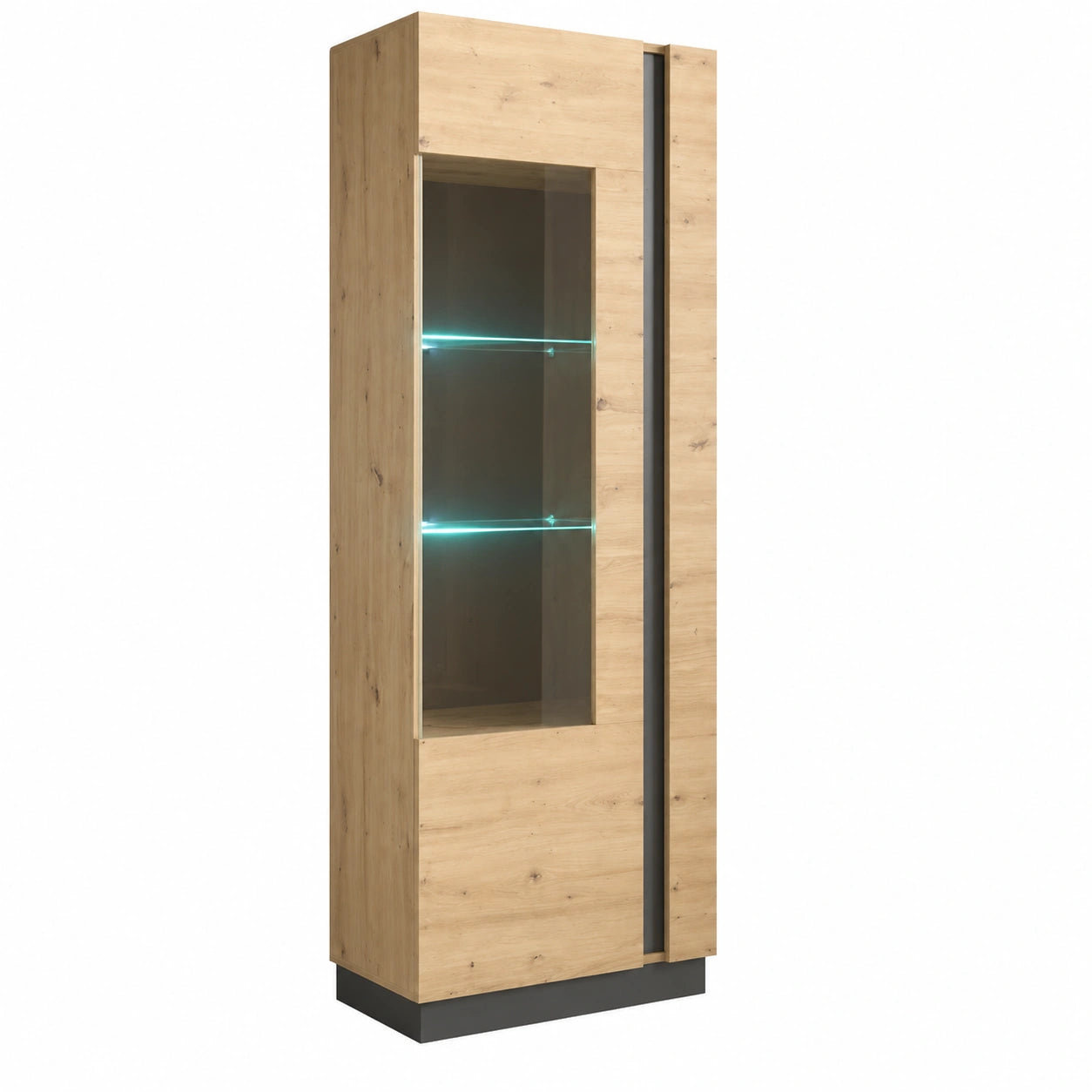 Vitrinenschrank – 40 cm, aus Eichenholz, Grau