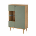 Vitrine – moderner Stil, aus Eichenholz, Grün, für Esszimmer und Wohnzimmer