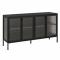 Glasvitrine – 150 × 40 × 80 cm, mit LED-Beleuchtung, mit Ablagen, aus Glas, Schwarz