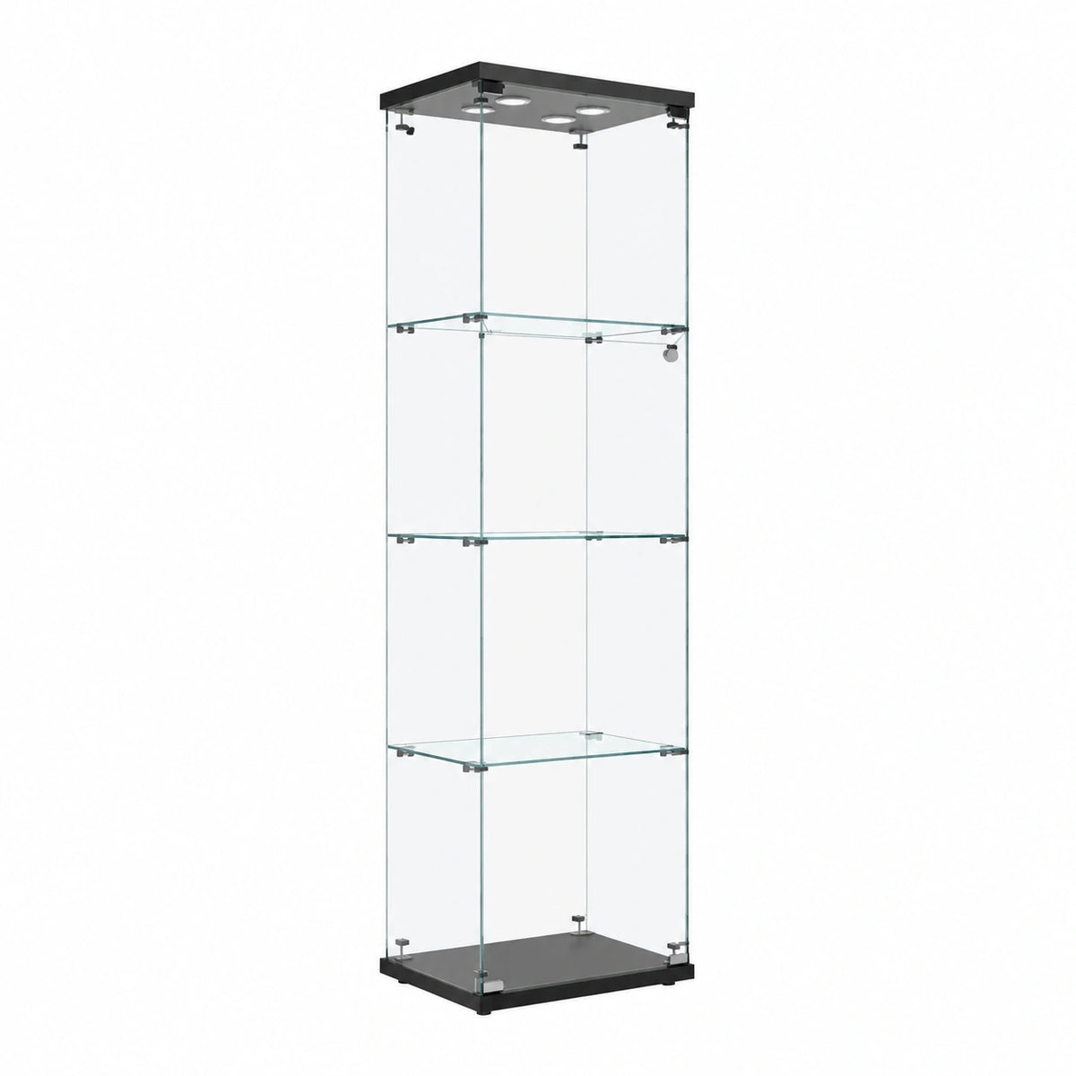 Vitrinenschrank – moderner Stil, mit LED-Beleuchtung, aus Glas, Schwarz