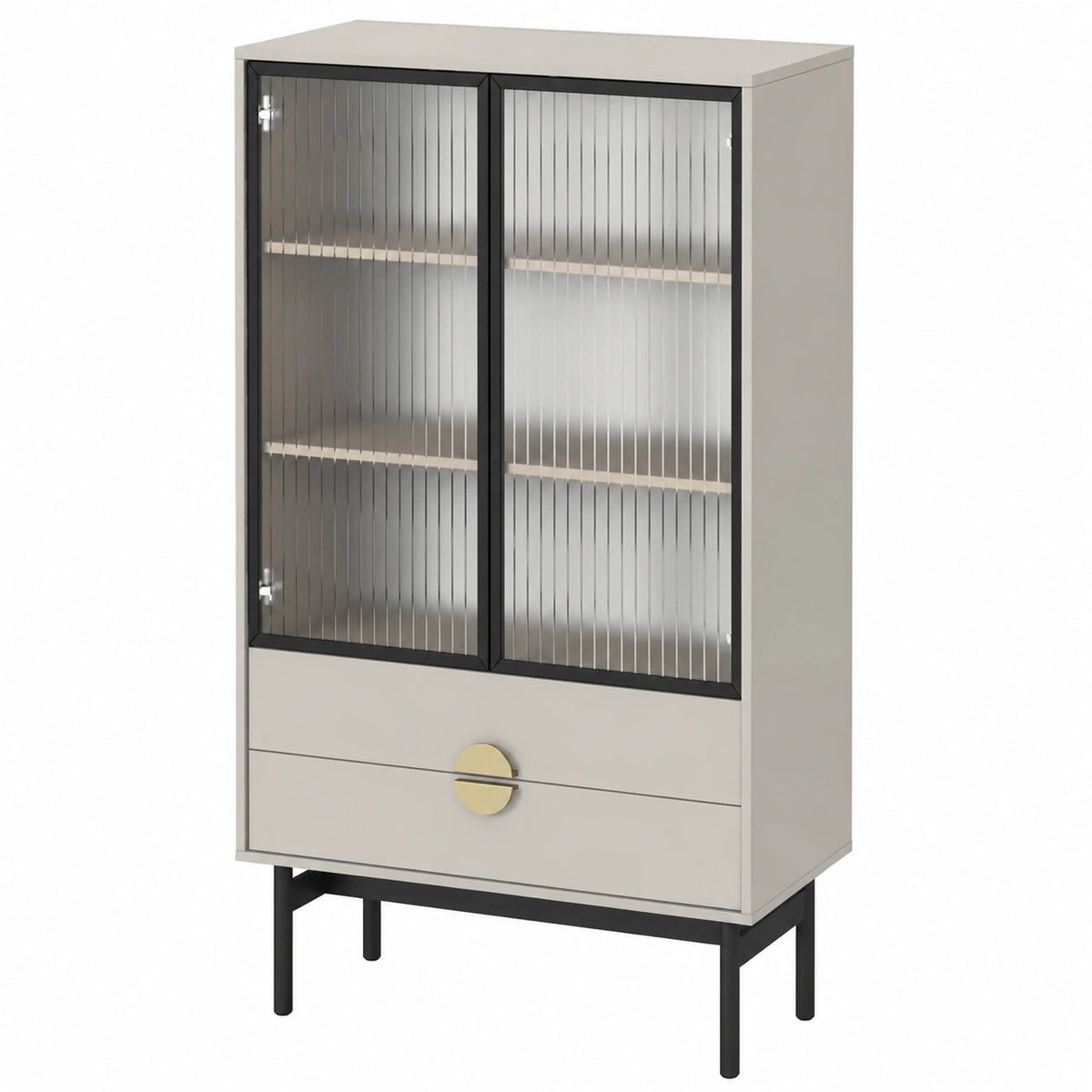 Vitrine – 84 cm, mit Schubladen, aus Glas, für Wohnzimmer