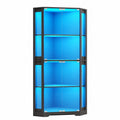 Vitrine – 165 cm, mit LED-Beleuchtung, Schwarz, für Wohnzimmer, Schlafzimmer und Büro