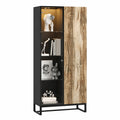 Vitrine – 80 × 41 × 175 cm, moderner Stil, mit LED-Beleuchtung, aus Glas und Holz, Schwarz