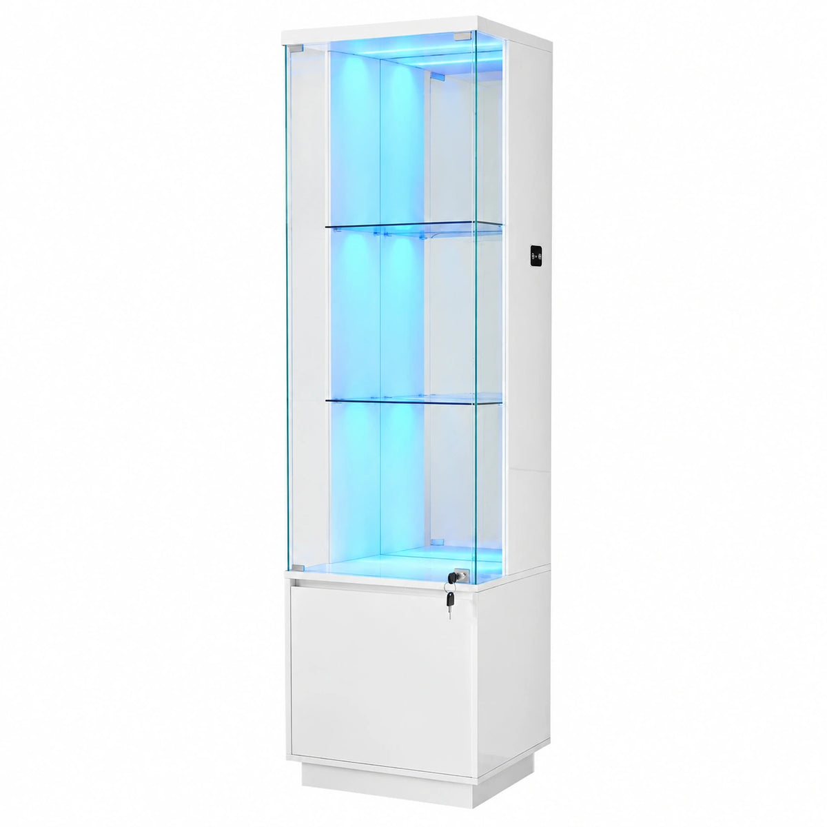 Glasvitrine – mit LED-Beleuchtung, mit Schubladen