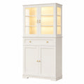 Küchenschrank – 40 × 80 × 180 cm, mit Stauraum, mit LED-Beleuchtung, für Esszimmer und Wohnzimmer