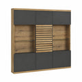 Vitrine – 131 × 147 × 38 cm, mit Schubladen, aus Eichenholz, Anthrazit