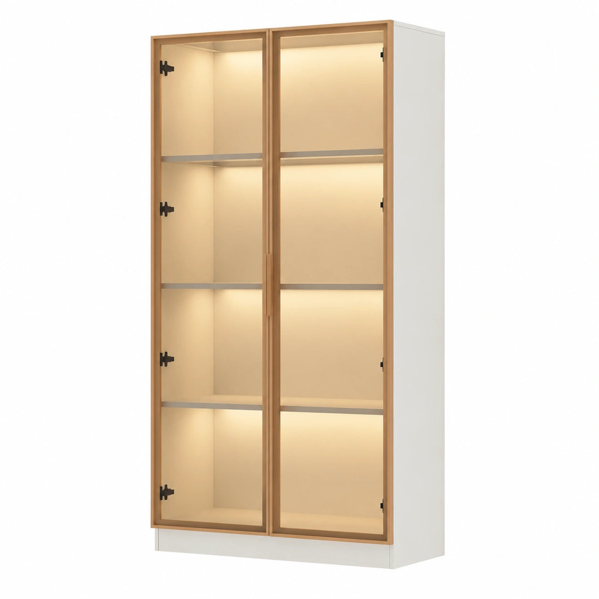 Glasvitrine – 80 × 40 × 160 cm, moderner Stil, mit LED-Beleuchtung, für Wohnzimmer und Büro
