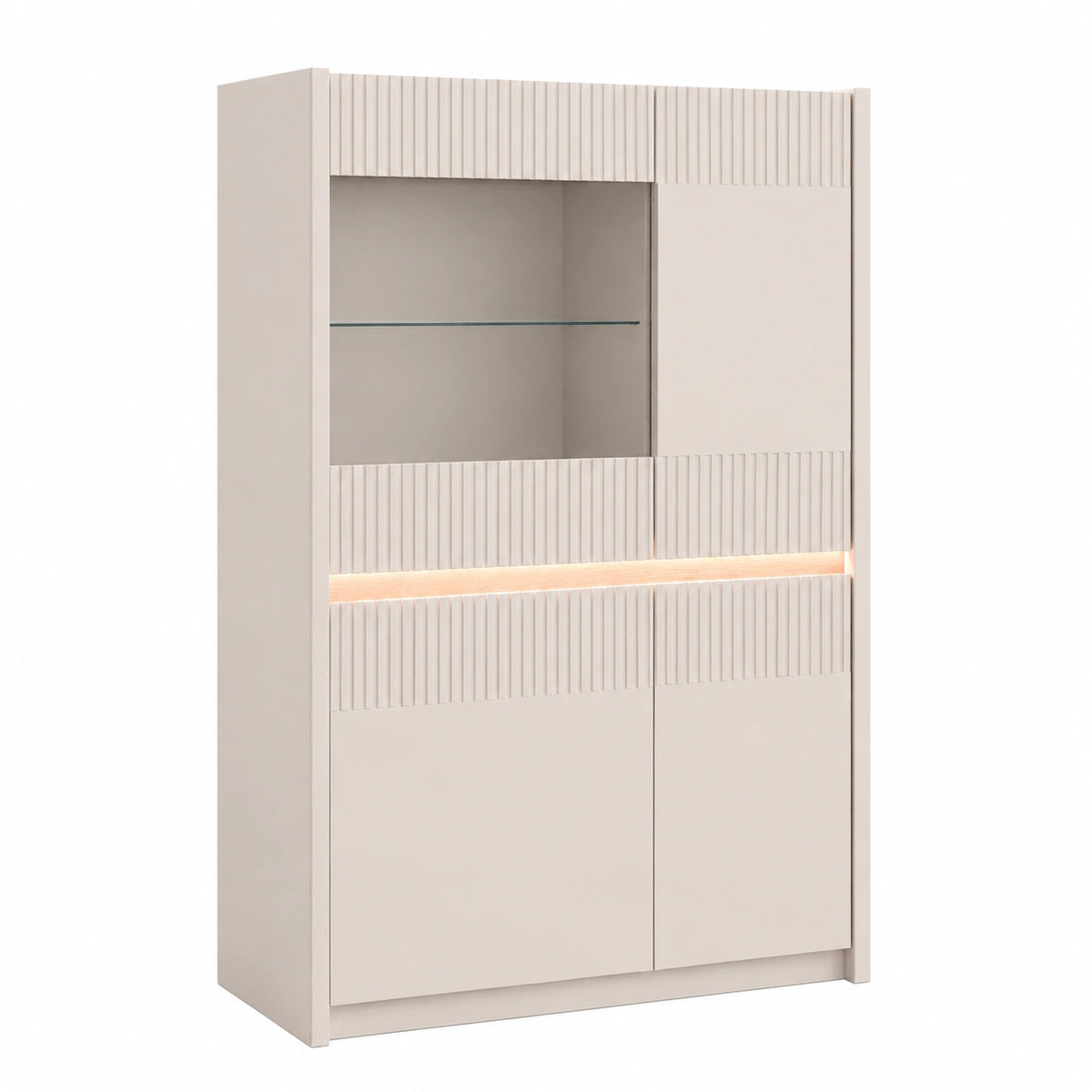 Vitrine – 95,3 cm, mit mehreren Türen, aus Holzwerkstoff und Eichenholz