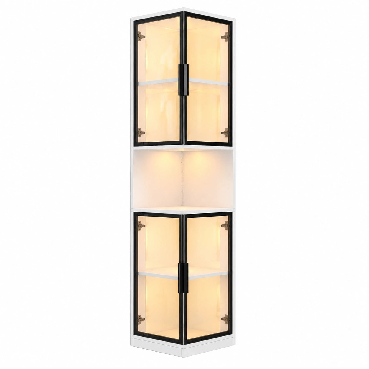 Vitrine – 205 cm, mit LED-Beleuchtung, für Wohnzimmer, Schlafzimmer und Büro