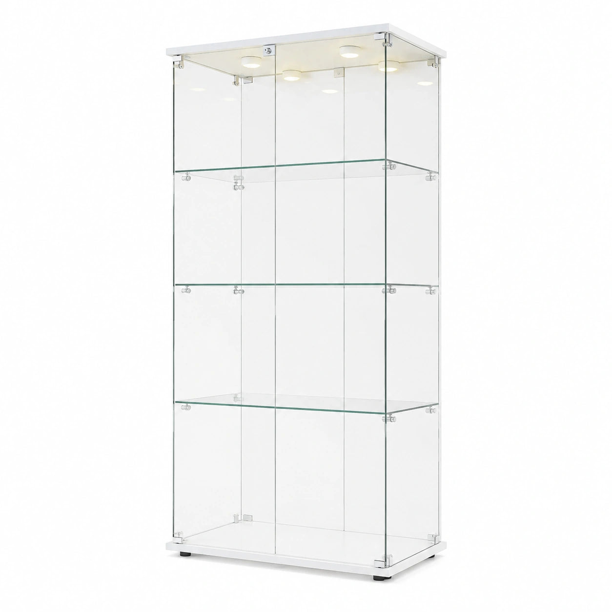 Glasvitrine – 164 × 80 × 36 cm, moderner Stil, mit LED-Beleuchtung, mit mehreren Türen