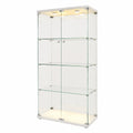 Glasvitrine – mit LED-Beleuchtung, mit mehreren Türen, aus Glas, für Wohnzimmer, Schlafzimmer und Büro