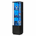Glasvitrine – mit LED-Beleuchtung, mit Schubladen, Schwarz