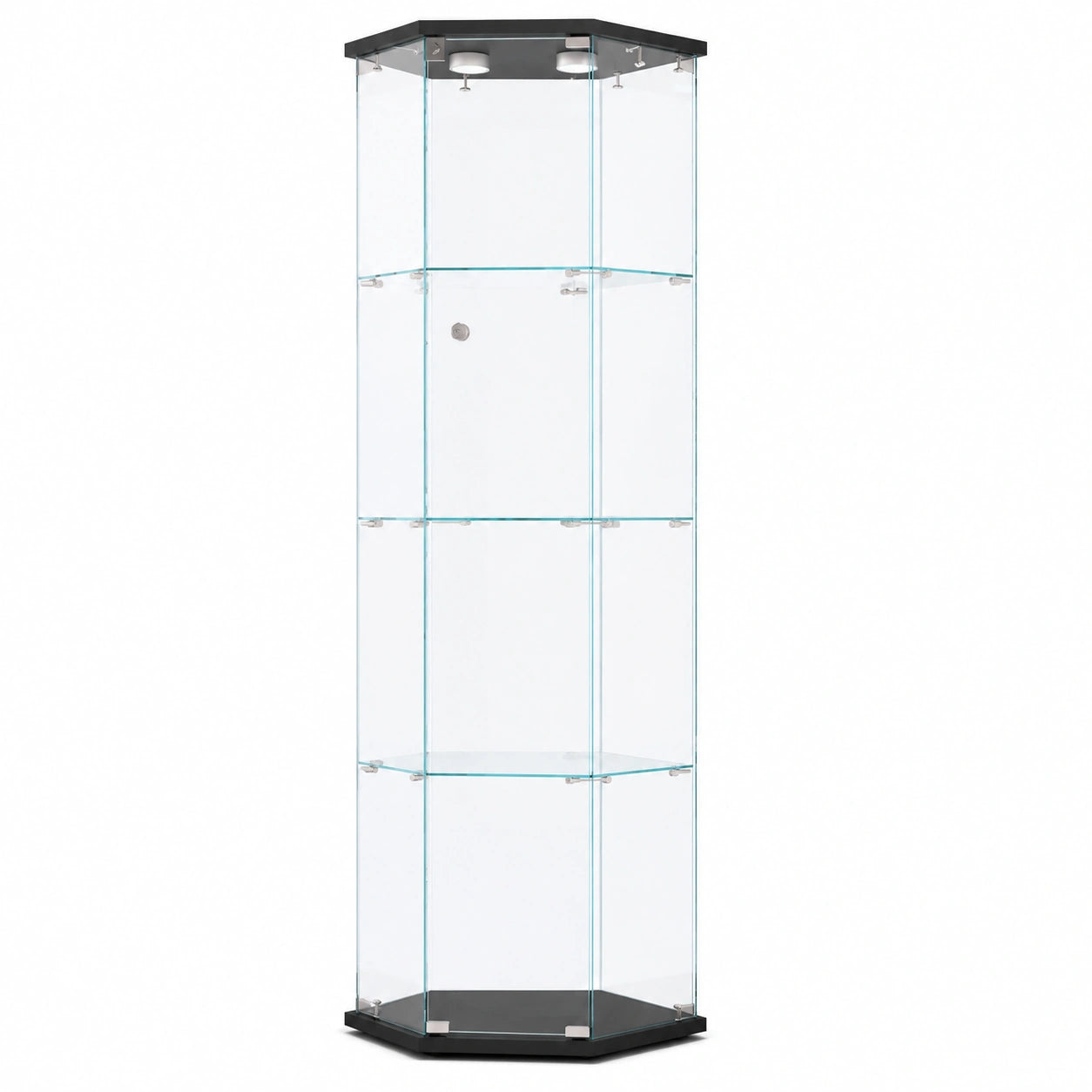 Vitrinenschrank – moderner Stil, mit LED-Beleuchtung, aus Glas, Schwarz