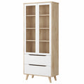 Vitrine – 84,7 cm, mit Schubladen, aus Holzwerkstoff und Eichenholz