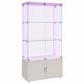 Glasvitrine – mit LED-Beleuchtung, aus Glas, für Wohnzimmer, Schlafzimmer und Büro